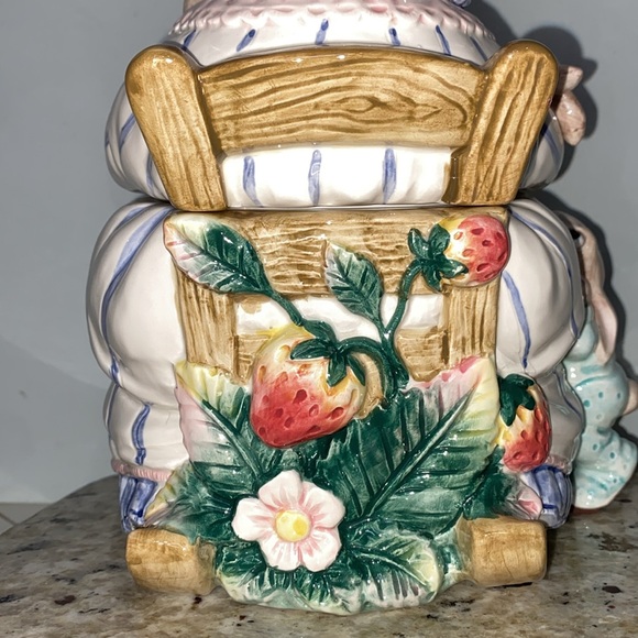 1992 FITZ & FLOYD Bonnet Hill Momma Bunny Rabbit Rocking Chair Rocker COOKIE JAR - Picture 5 of 16